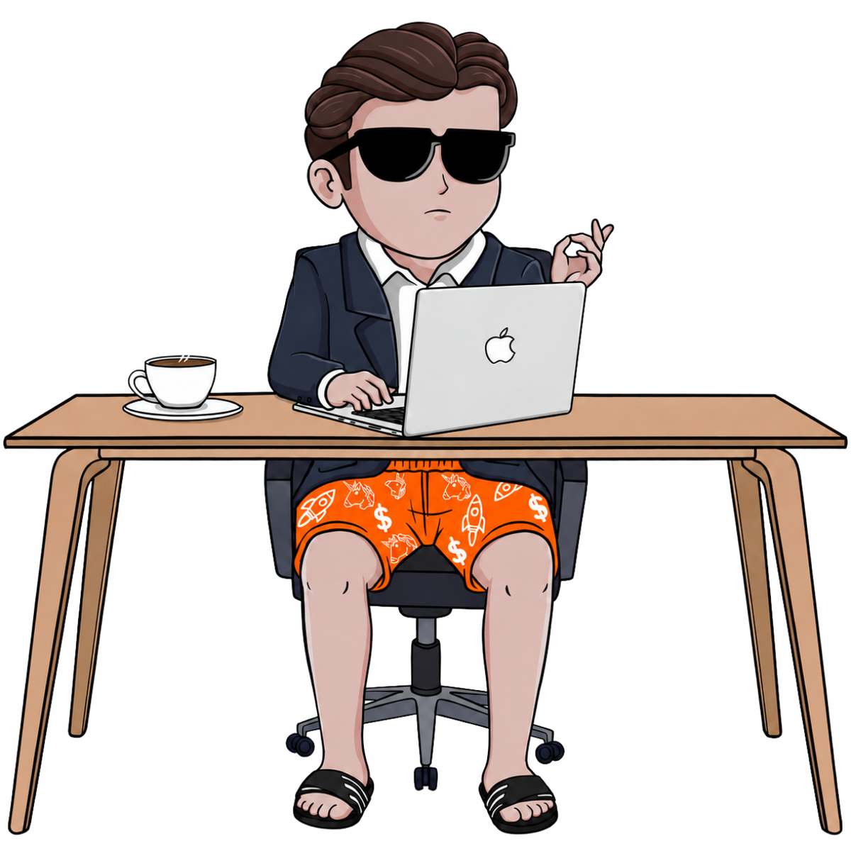 ebe at his desk